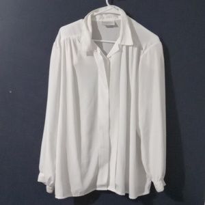 GUC impressions long sleeve silky, blouse white size 40